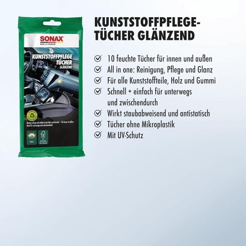 SONAX KunststoffPflegeT&uuml;cher gl&auml;nzend Pflegetuch, 10 stk. 04151000