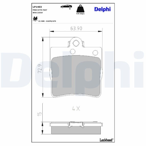DELPHI Bremsbelagsatz, Scheibenbremse LP1403