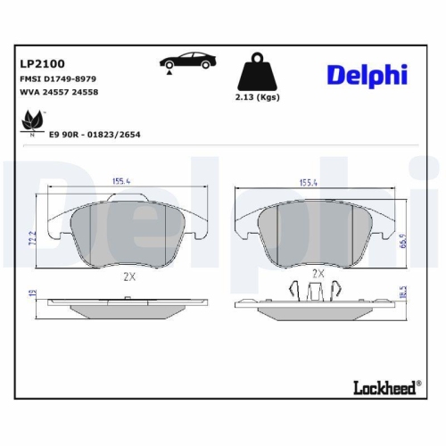 DELPHI Bremsbelagsatz, Scheibenbremse LP2100