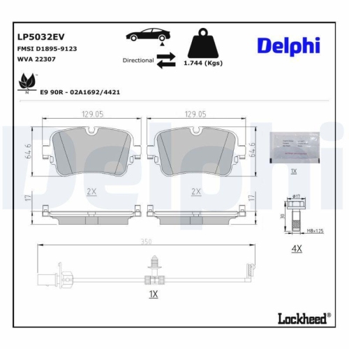 DELPHI Bremsbelagsatz, Scheibenbremse LP5032EV