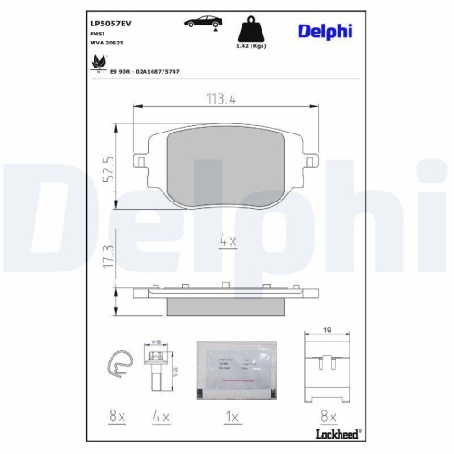 DELPHI Bremsbelagsatz, Scheibenbremse LP5057EV