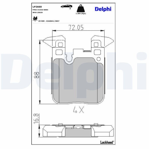 DELPHI Bremsbelagsatz, Scheibenbremse LP2660