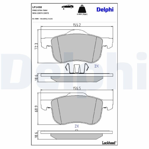 DELPHI Bremsbelagsatz, Scheibenbremse LP1458