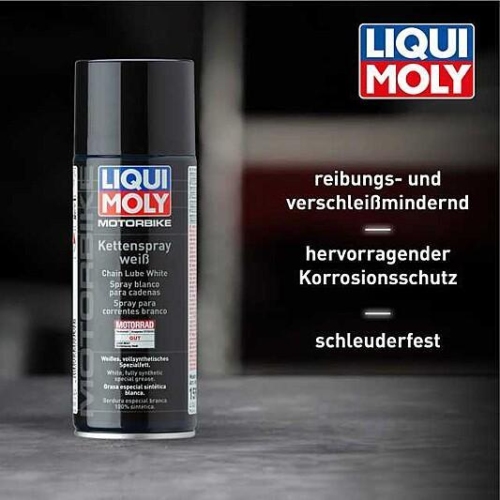 4XKettenspray LIQUI MOLY 1591 Motorbike Kettenspray wei&szlig; Spezialfett Dose 400 ml