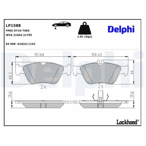 DELPHI Bremsbelagsatz, Scheibenbremse LP1588