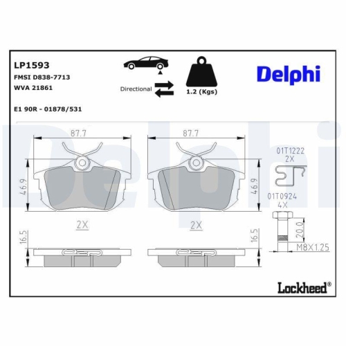 DELPHI Bremsbelagsatz, Scheibenbremse LP1593