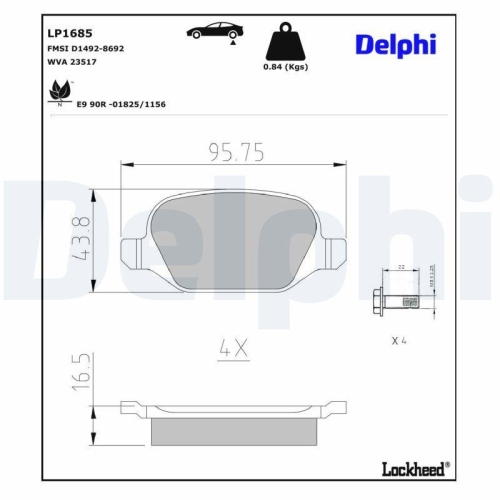 DELPHI Bremsbelagsatz, Scheibenbremse LP1685