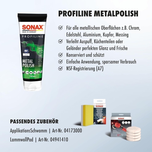 SONAX PROFILINE METAL POLISH, CHROMPOLITUR 250ML 02041410
