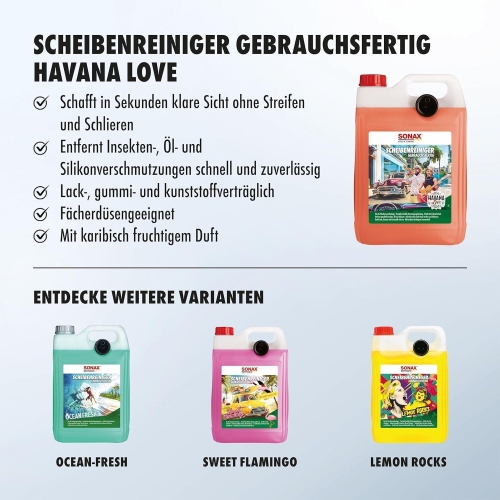 SONAX 5 Liter Scheibenreiniger Havana Love Scheibenklar gebrauchsfertig 03935000