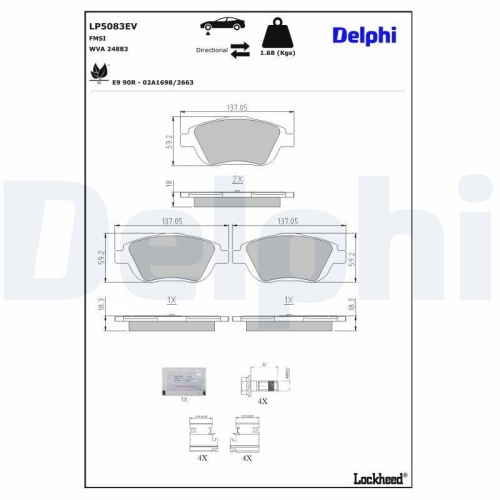 DELPHI Bremsbelagsatz, Scheibenbremse LP5083EV
