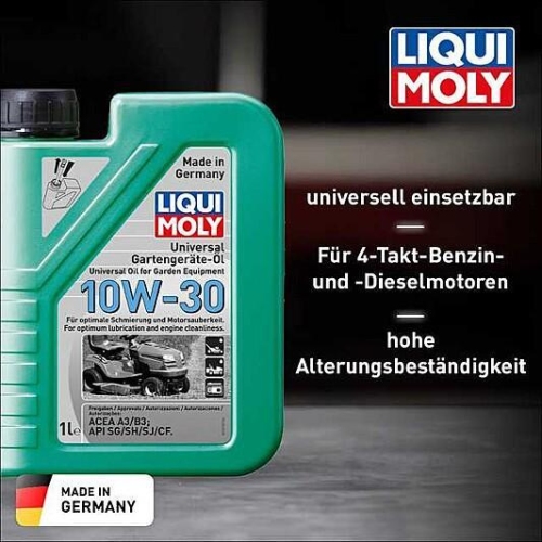 Universal Gartengeräte-Öl 10W-30 Liqui Moly Rasenmäher 4-Takt Häcksler 2 Liter