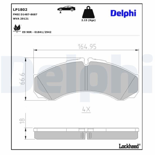 DELPHI Bremsbelagsatz, Scheibenbremse LP1802
