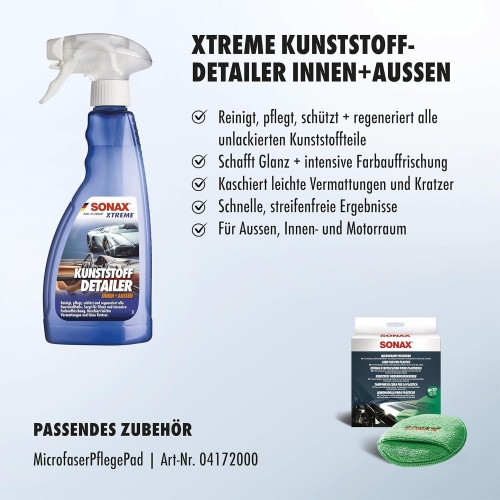 SONAX XTREME KunststoffDetailer Innen+Au&szlig;en, Pflegemittel 500 ml 02552410