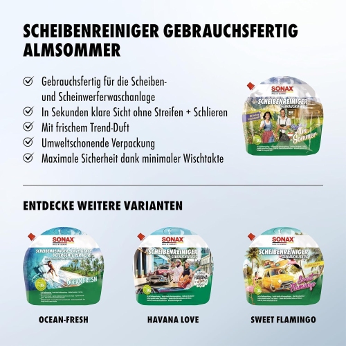 SONAX 3L ScheibenReiniger 3 Liter Alm Sommer Scheibenklar 03224410