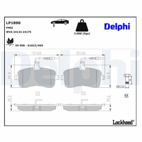 DELPHI Bremsbelagsatz, Scheibenbremse LP1890