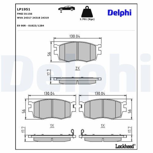 DELPHI Bremsbelagsatz, Scheibenbremse LP1951
