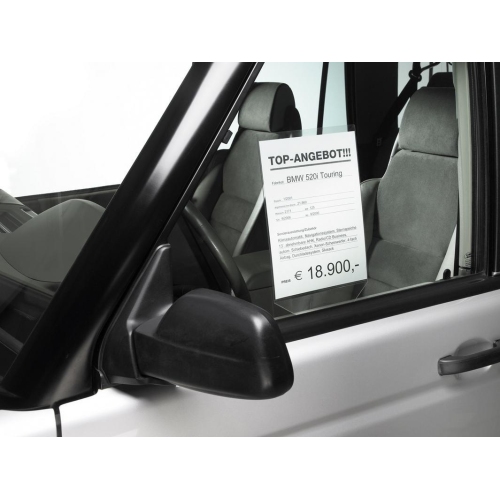 Verkaufsschilder, zum Klemmen hinter Seiten- oder Frontscheibe, transparent DIN4