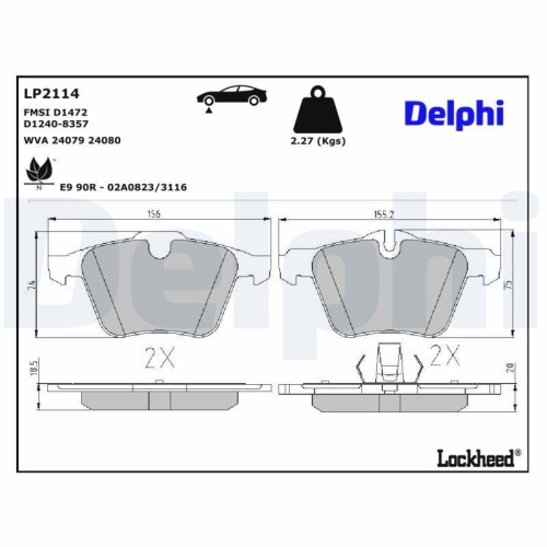 DELPHI Bremsbelagsatz, Scheibenbremse LP2114