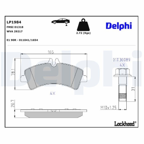 DELPHI Bremsbelagsatz, Scheibenbremse LP1984