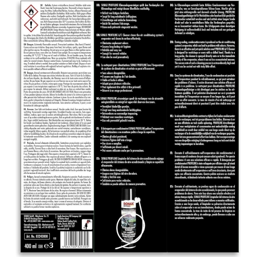 Klimaanlagenreiniger Profiline Desinfektion 400ml Sonax f&uuml;r Werkstatt 03243000