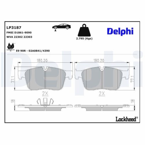 DELPHI Bremsbelagsatz, Scheibenbremse LP3187
