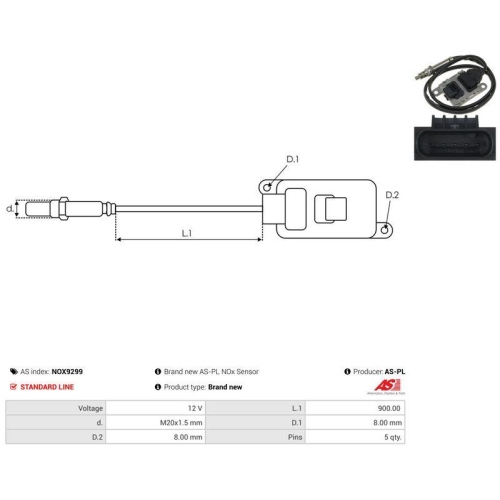 AS-PL NOx-Sensor, Harnstoffeinspritzung AS NOX9299
