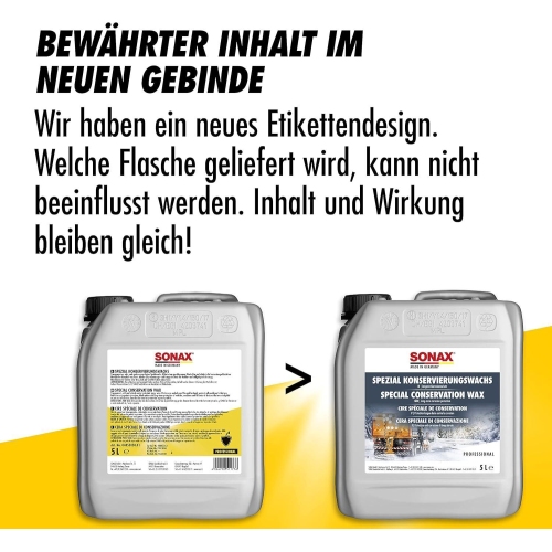 SONAX Spezialkonservierungswachs 5 Liter Sprühwachs spritzwasserfest 04855050