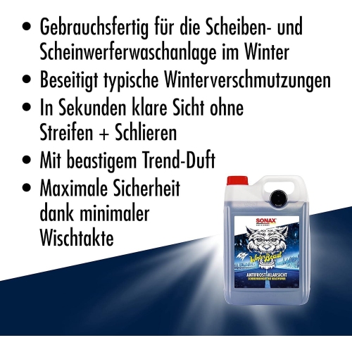 Frostschutz Winterbeast 5L AntiFrost KlarSicht Scheibenreiniger -20&deg;C Sonax
