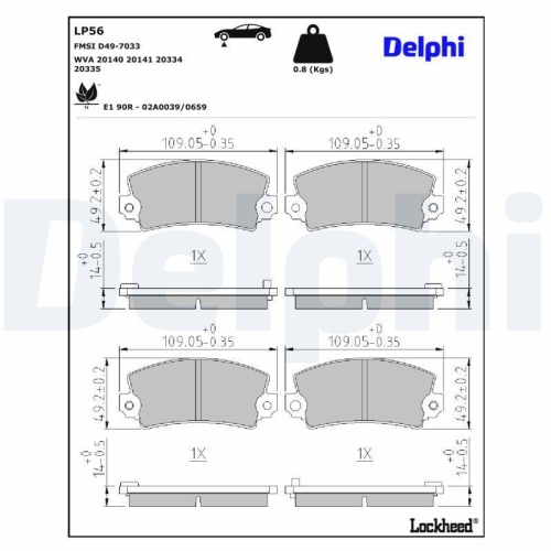 DELPHI Bremsbelagsatz, Scheibenbremse LP56