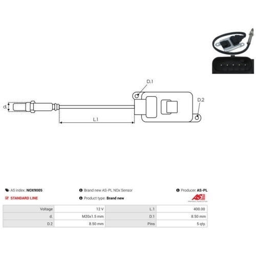AS-PL NOx-Sensor, Harnstoffeinspritzung AS NOX9005