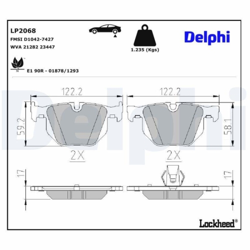DELPHI Bremsbelagsatz, Scheibenbremse LP2068