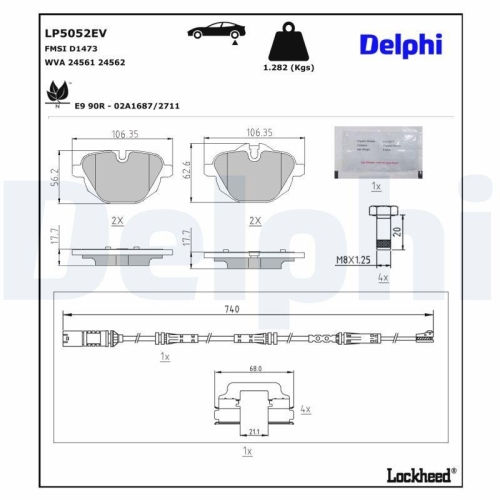 DELPHI Bremsbelagsatz, Scheibenbremse LP5052EV