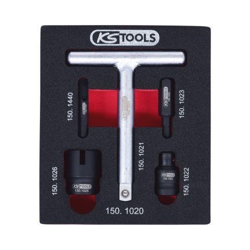 KS Tools Steckschl&uuml;sseleinsatz-Set, &Ouml;lablassschraube mit T-Griff 150.1020