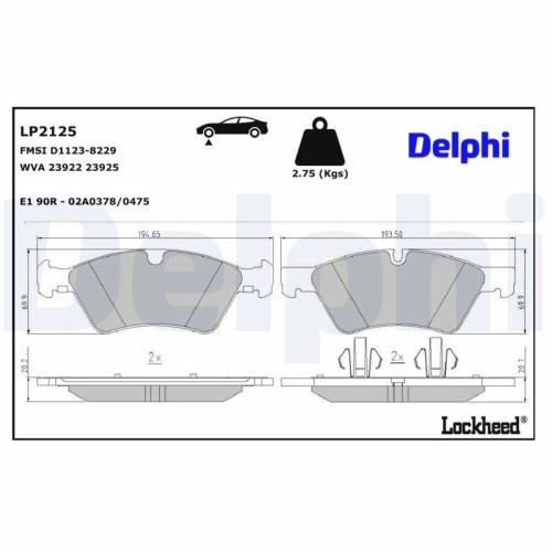 DELPHI Bremsbelagsatz, Scheibenbremse LP2125