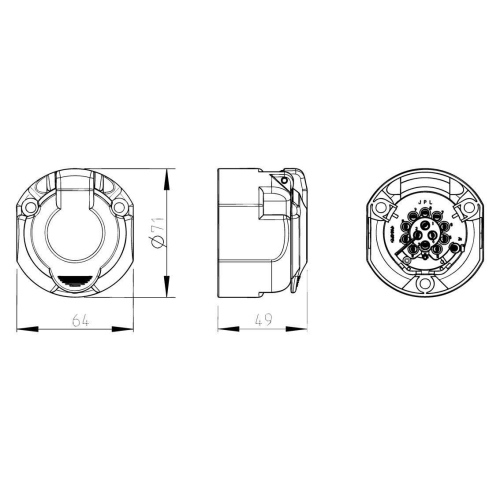 Anh&auml;ngersteckdose 12 Volt 13-polig JAEGER 121134
