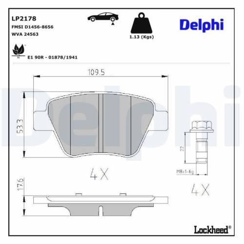 DELPHI Bremsbelagsatz, Scheibenbremse LP2178
