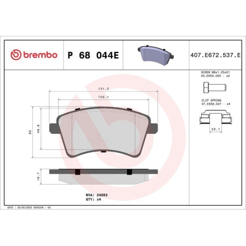 BREMBO Bremsbelagsatz, Scheibenbremse BEYOND LINE - EV P 68 044E