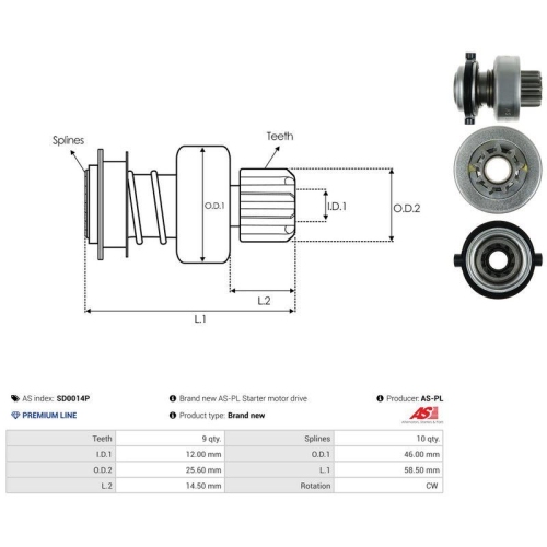 AS-PL Freilaufgetriebe, Starter AS SD0014P