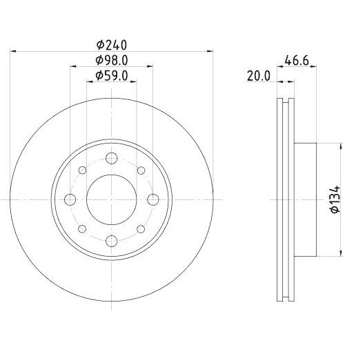 HELLA Bremsscheibe 8DD 355 105-881