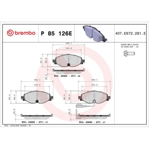 BREMBO Bremsbelagsatz, Scheibenbremse BEYOND LINE - EV P 85 126E