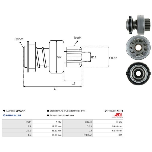 AS-PL Freilaufgetriebe, Starter AS SD0034P