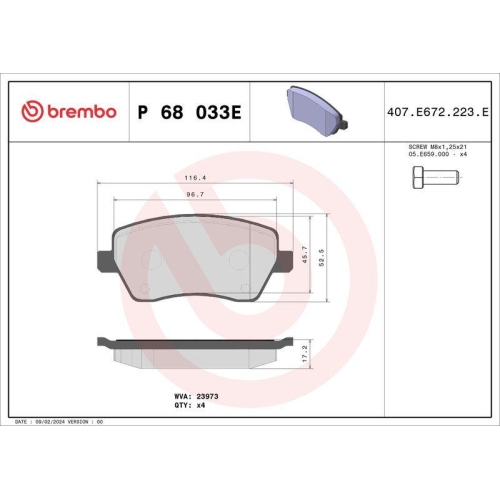 BREMBO Bremsbelagsatz, Scheibenbremse BEYOND LINE - EV P 68 033E