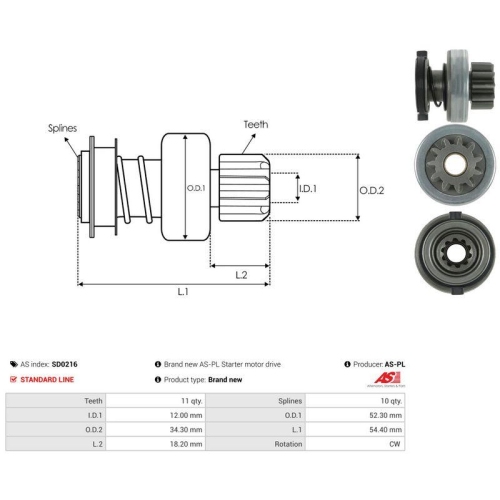 AS-PL Freilaufgetriebe, Starter AS SD0216