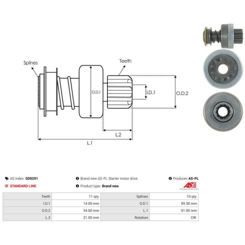 AS-PL Freilaufgetriebe, Starter AS SD0291