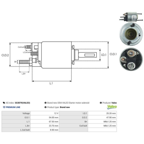 AS-PL Magnetschalter, Starter Valeo SS3079(VALEO)