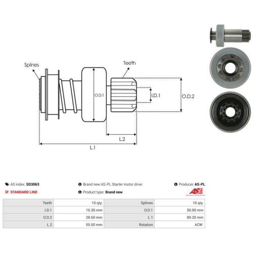 AS-PL Freilaufgetriebe, Starter AS SD3063