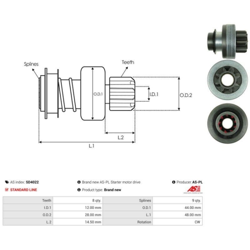 AS-PL Freilaufgetriebe, Starter AS SD4022