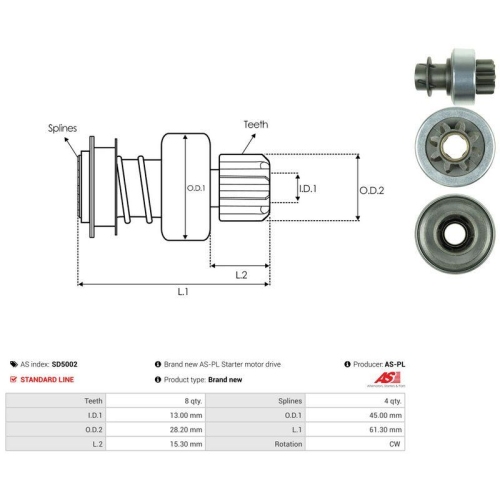 AS-PL Freilaufgetriebe, Starter AS SD5002