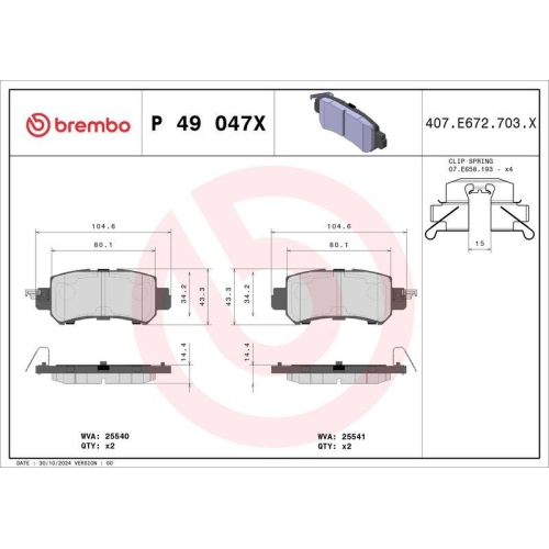 BREMBO Bremsbelagsatz, Scheibenbremse XTRA LINE P 49 047X