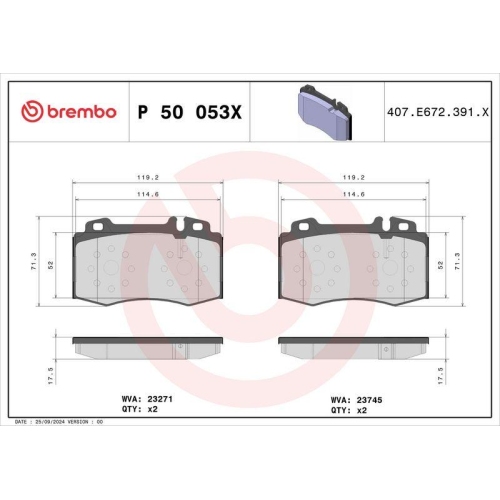 BREMBO Bremsbelagsatz, Scheibenbremse XTRA LINE P 50 053X